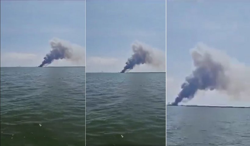 O navă militară a Rusiei a luat foc în portul Sevastopol. Sursele precizează că ar fi vorba de vasul de patrulare Vasilii Bikov – VIDEO