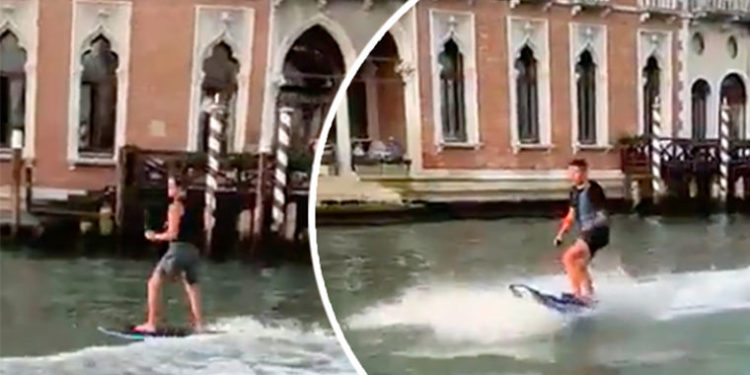 Schi nautic la Veneţia. Reacţia primarului Luigi Brugnaro: „Doi imbecili aroganţi care îţi bat joc de oraşul nostru” – VIDEO