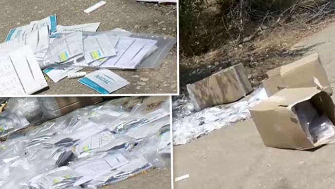 Teste antigen pentru detectarea SARS-CoV-2, expirate de câteva luni, abandonate în județul Ilfov – VIDEO