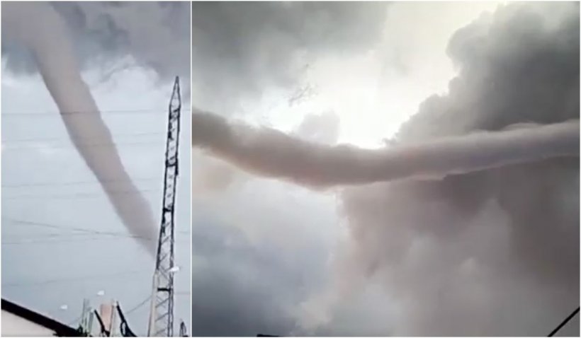 O tornadă uriaşă a fost surprinsă în imagini, lângă Craiova – VIDEO