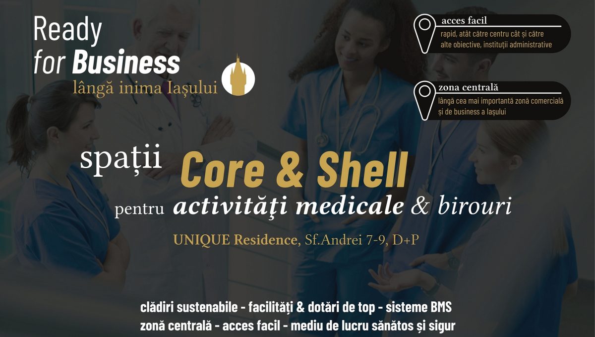 Spații pentru activități medicale sau birouri în clădiri sustenabile, cu facilități și dotări de top, în zona Palas   