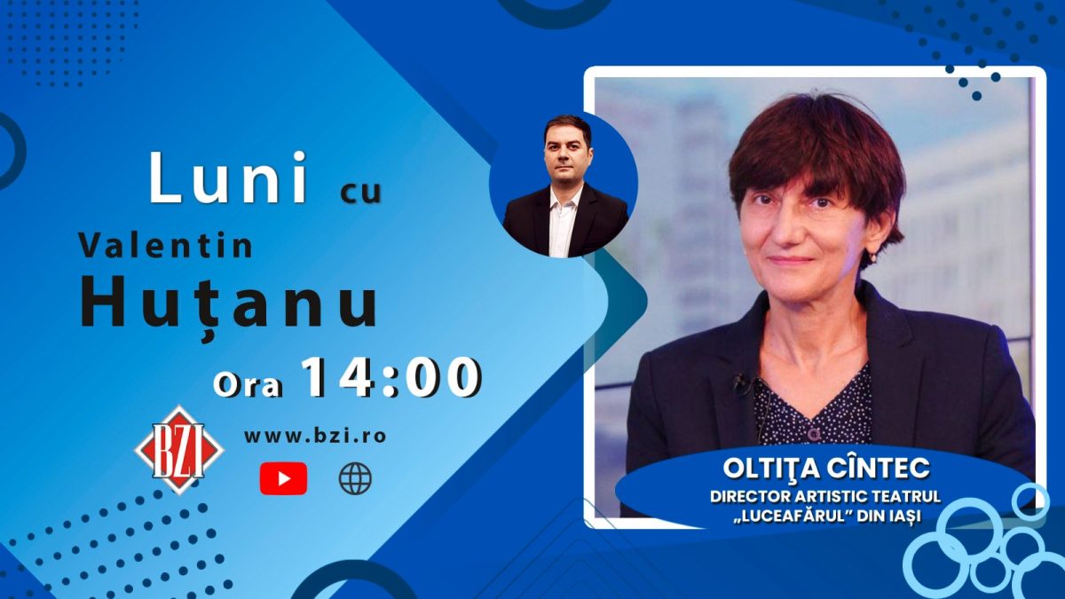 România Teatrală! În Platoul BZI LIVE se va dialoga despre evenimentul teatral internaţional al toamnei, găzduit de capitala Moldovei, alături de Oltița Cântec, directorul adjunct artistic al Teatrului pentru Copii și Tineret „Luceafărul” Iași
