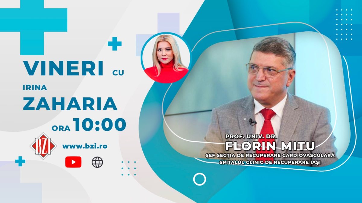 Prof.dr. Florin Mitu, șeful Clinicii de Recuperare Cardiovasculară, Spitalul de Recuperare Iași, discută în platoul BZI LIVE despre „Promenada Inimilor 2022”, cu ocazia „Săptămânii Mondiale a Inimii”
