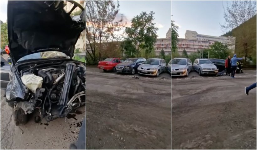 Accident rutier în Piatra Neamţ. Un tânăr şofer de 18 ani, beat şi drogat, a avariat 6 maşini – VIDEO