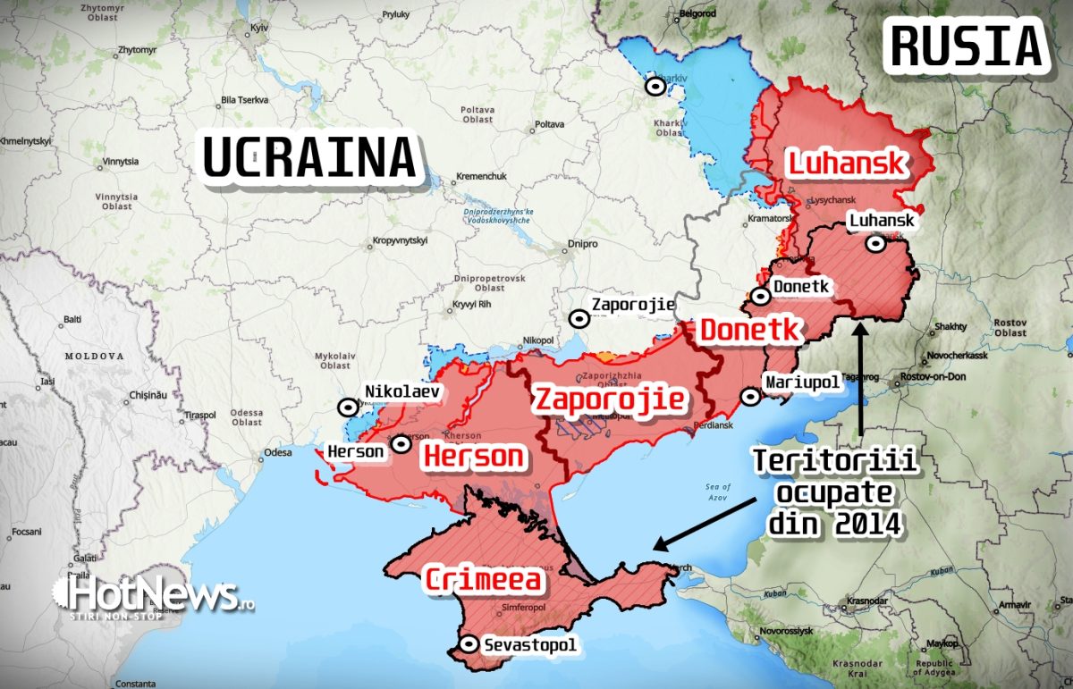 Provinciile ucrainene, anexate oficial Rusiei. Care sunt graniţele celor patru regiuni