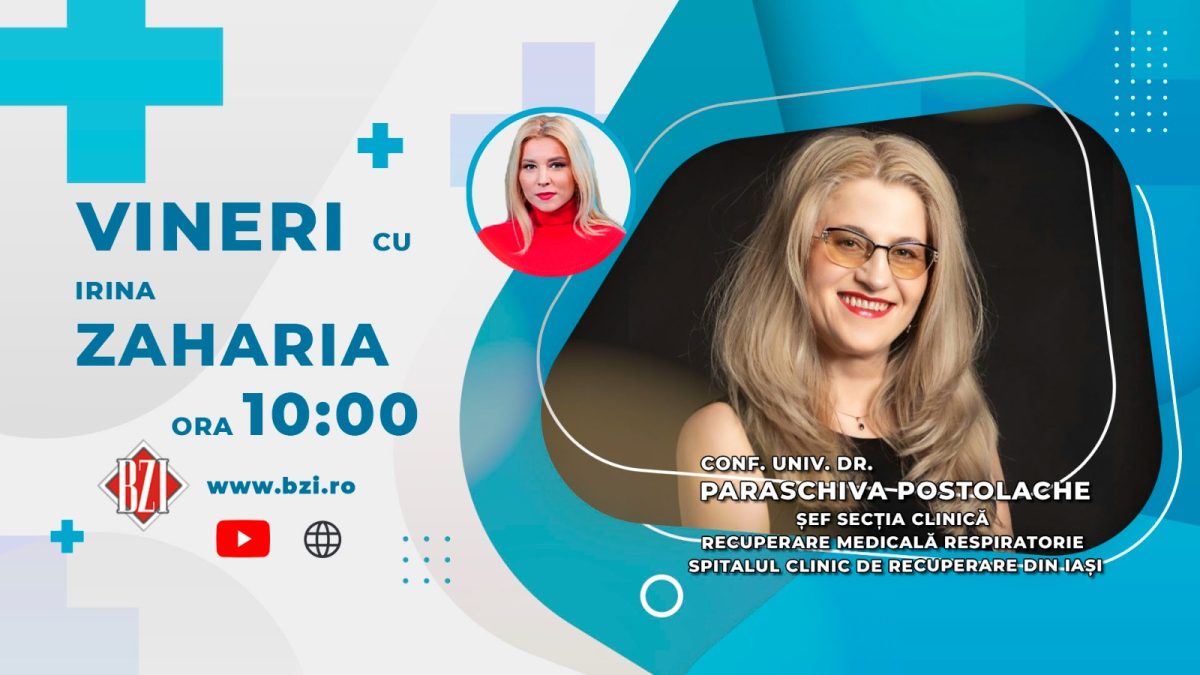 Conf. univ. dr. Paraschiva Postolache, șefa Secției de Recuperare Medicală Respiratorie, Spitalul Clinic de Recuperare Iași, va discuta despre reabilitarea pulmonară în sindromul long Covid-19