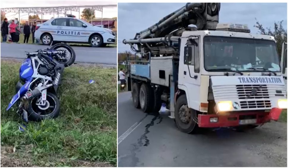 Accident tragic în judeţul Arad! Un tânăr motociclist şi-a pierdut viaţa, după ce a intrat în plin într-o betonieră