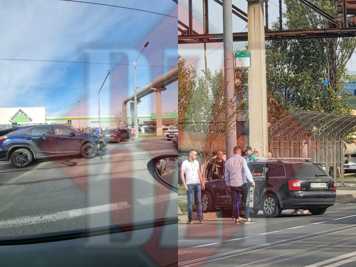 Accident rutier în cartierul Tudor Vladimirescu. Două mașini au intrat în coliziune – EXCLUSIV, GALERIE FOTO