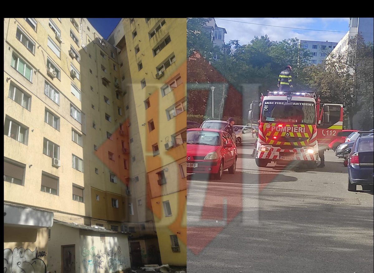 Mai multe bucăți de polistiren au căzut de la etajul 8 al unui bloc din Alexandru. Pompierii intervin la fața locului – EXCLUSIV, FOTO