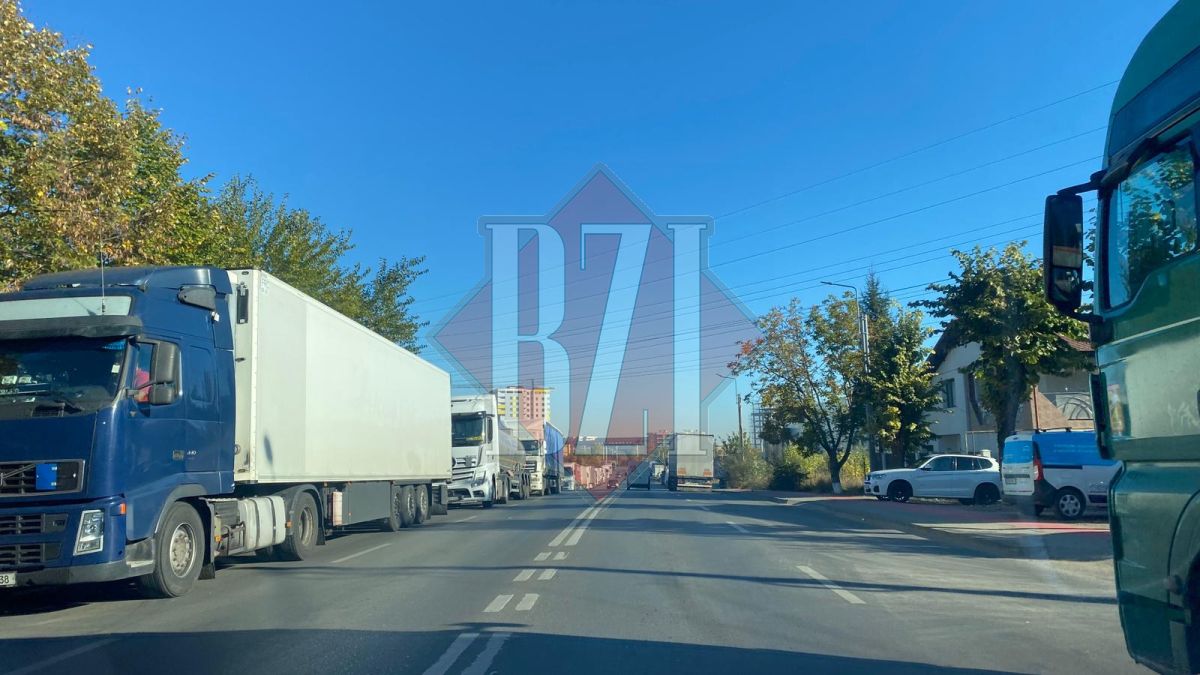 Coadă de TIR-uri spre Vama Tehnopolis. Circulaţia rutieră, îngreunată de șoferi – FOTO