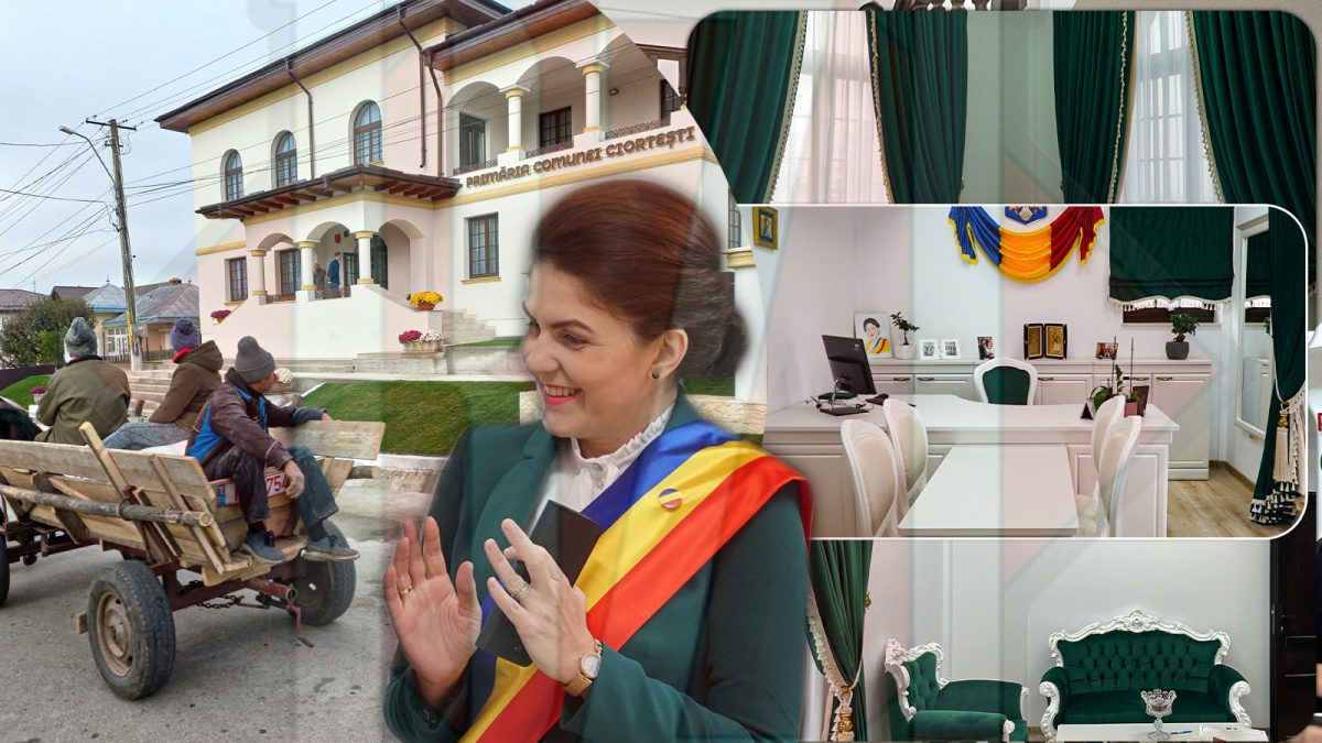 Opulența din „Casa Dragonului”, noul sediu al Primăriei Ciortești! Preoteasa Alina Apostol a comandat perdele de 10.000 de euro și mobilier de 45.000 de euro. Imagini cu cel mai scump birou din clădirea cu buncăr – FOTO