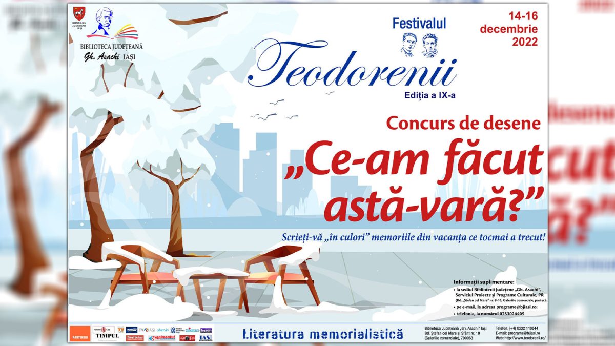 Elevii ieșeni pot participa la concursul de desene „Ce-am făcut astă-vară?” din cadrul Festivalului „Teodorenii” 2022. Premii interesante pentru cele mai creative lucrări
