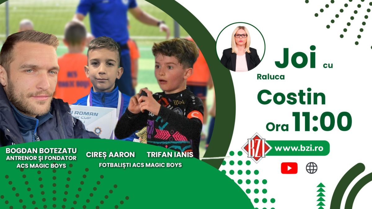 Ediție de maximum interes pentru tinerii care vor să facă sport de performanţă în cadrul ACS Magic Boys! Discuție cu antrenorul Bogdan Botezatu și fotbaliștii Aaron Cireș și Ianis Trifan, numai la BZI LIVE!