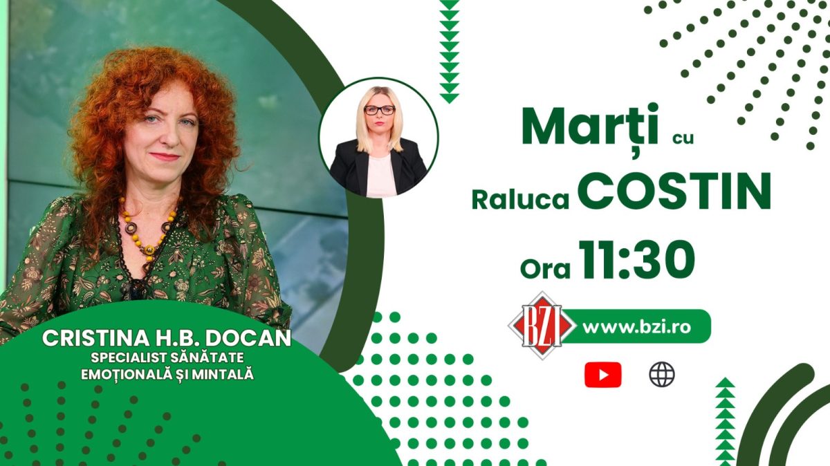 Despre așteptările pe care le avem de la oameni și stările prin care trecem. Cristina H. B. Docan, specialist în sănătate emoțională și mintală, prezenta în studioul BZI LIVE