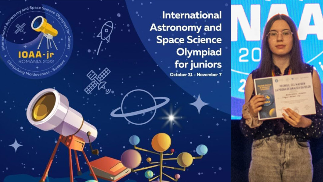 Iaşul are o nouă tânără de succes. Andreea Boldureanu a fost medaliată cu aur la Olimpiada Internațională de Astronomie și Științele Spațiului