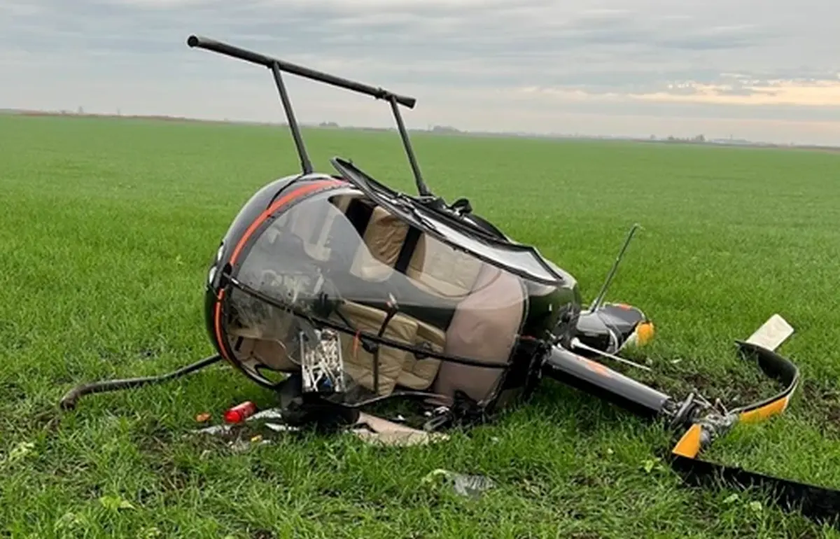 Un elicopter a aterizat forțat și s-a răsturnat în apropiere de Timișoara