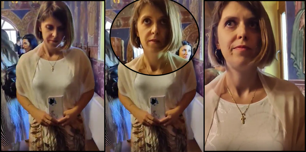 Una dintre surorile implicate în incidentul cu părintele Calistrat, filmată când hărțuiește un alt călugăr. Ea este cea care a provocat scandalul  – FOTO, VIDEO
