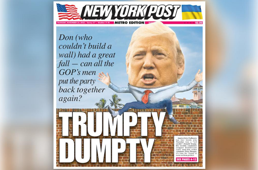 New York Post îl caricaturizează pe Donald Trump. A devenit „Trumpty Dumpty” după rezultatul obţinut de republicani