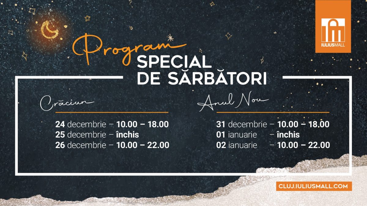 Iulius Mall Cluj și Iulius Christmas Market, deschise în a doua zi de Crăciun şi pe 2 ianuarie 2023. Idei inedite de cadouri găsești la târgul din Iulius Parc.