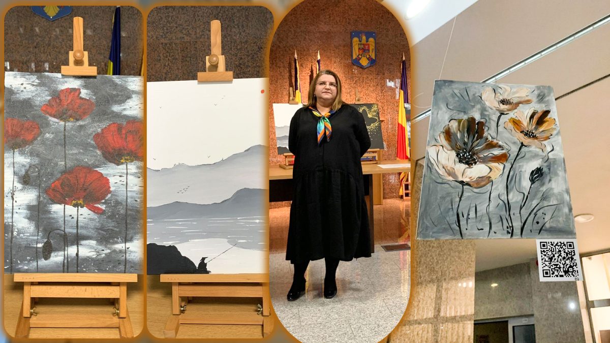 Tablouri pictate de refugiații din Ucraina, scoase la licitație printr-un proiect caritabil! Creațiile sunt expuse în cadrul Palatului de Justiție Iași – GALERIE FOTO