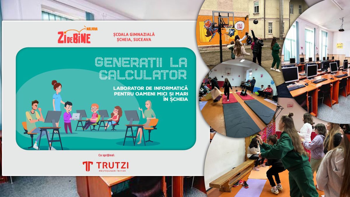 Laborator de informatică pentru Școala Gimnazială din Șcheia, prin proiectul „Generații la calculator”, inițiat de Asociația „Zi de Bine Moldova”