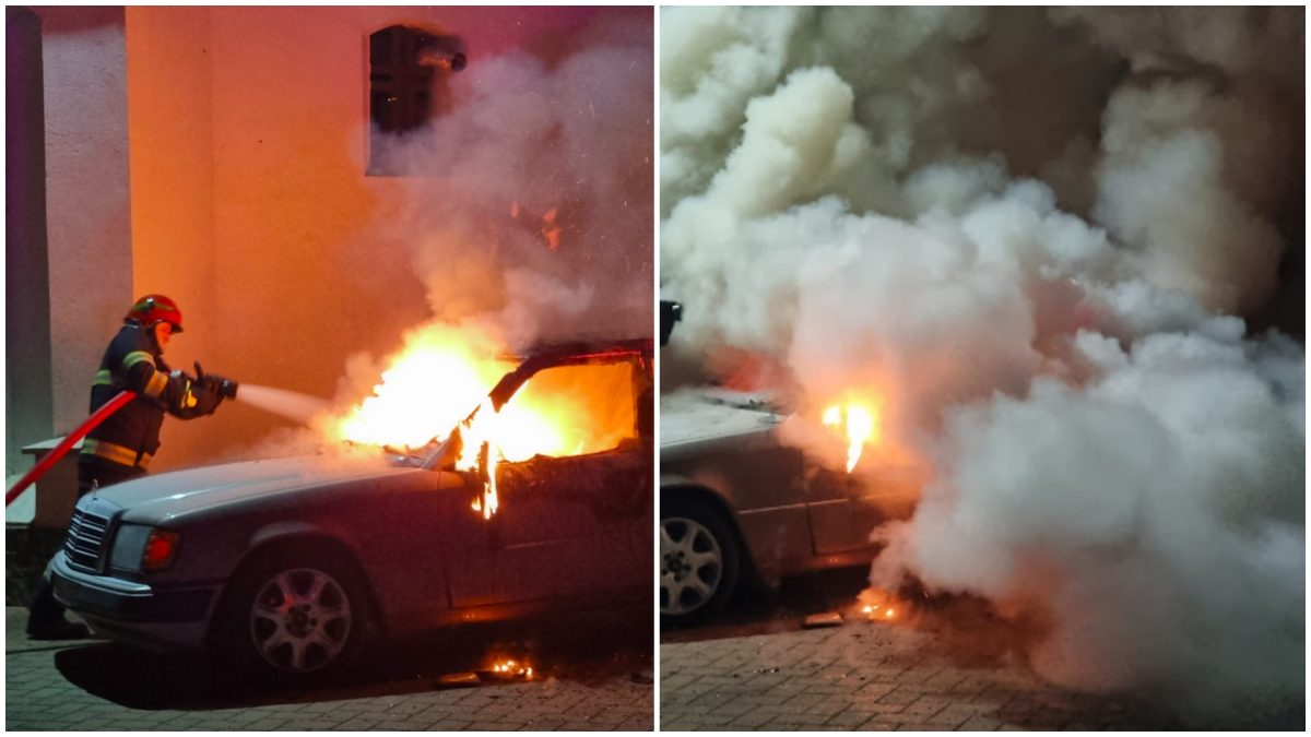 Mașina unui preot a fost incendiată chiar lângă biserică – VIDEO