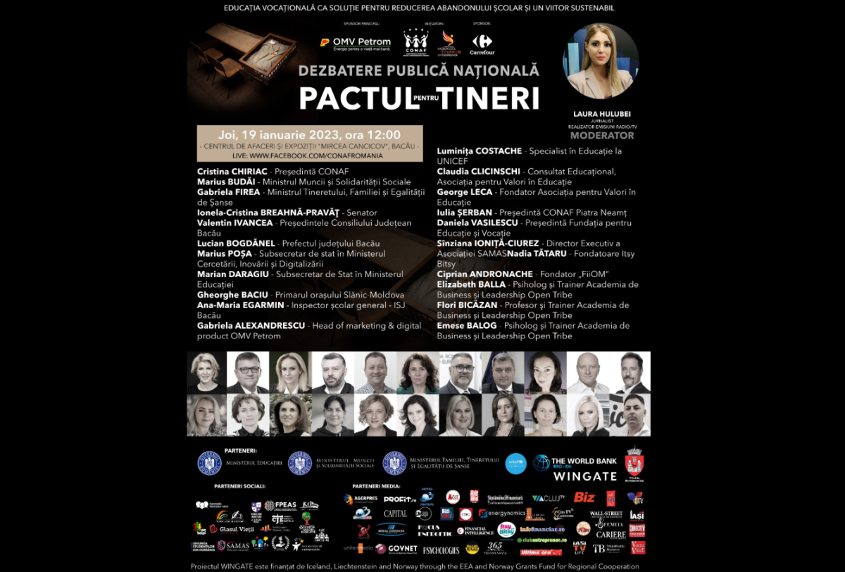 Confederația Națională pentru Antreprenoriat Feminin va organiza a patra dezbatere a proiectului național „Pactul pentru Tineri”