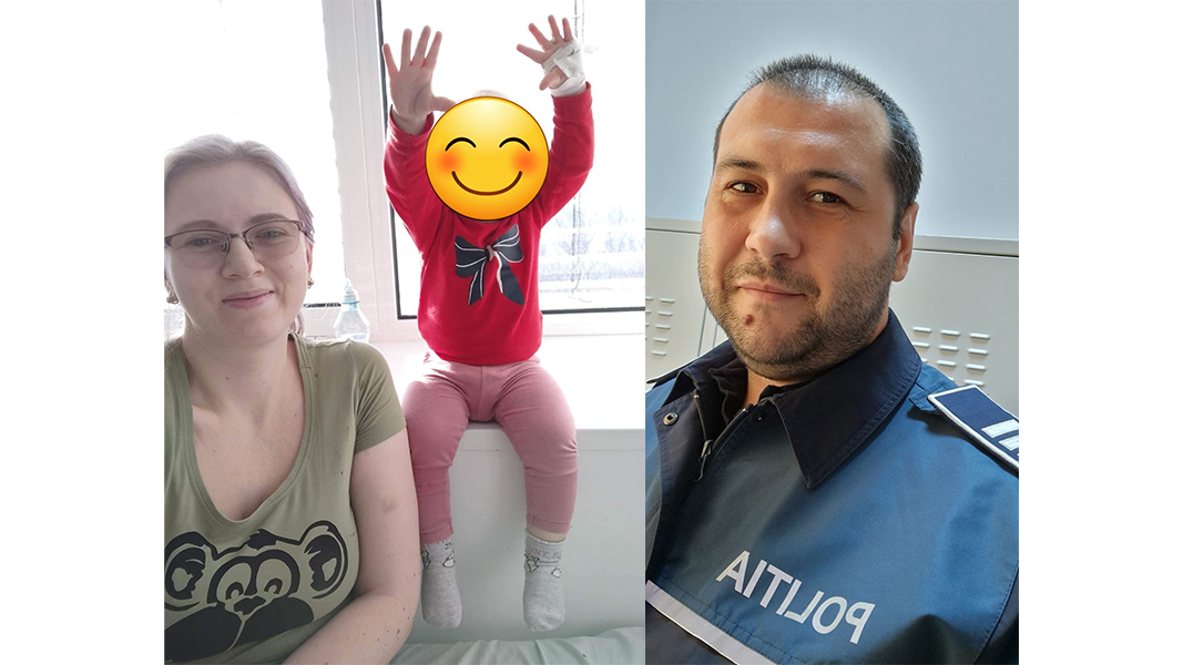 Întâmplare cu final fericit în prima zi a anului 2023. O fetiţă a fost salvată de Vasile Baciu, un poliţist ieşean