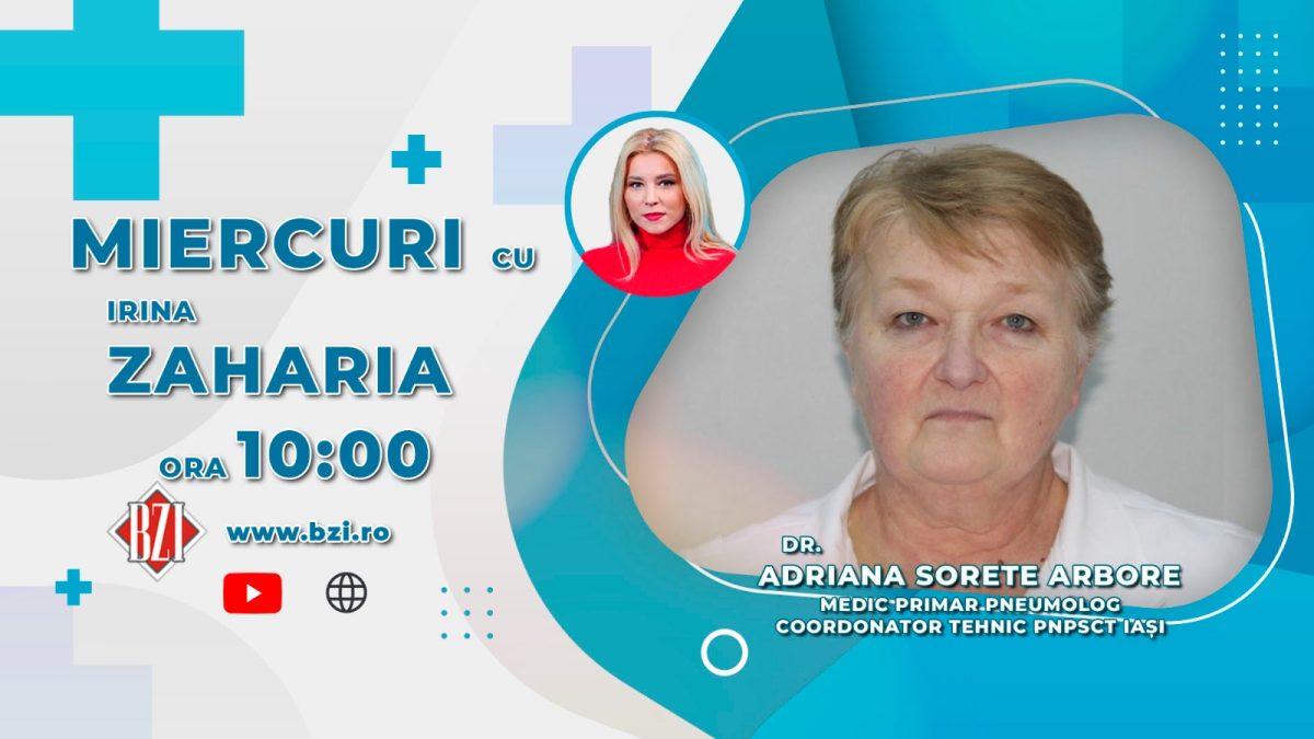 Dr. Adriana Sorete Arbore, medic primar pneumolog, Spitalul de Pneumologie Iași, discută în emisiunea BZI LIVE despre programul de depistare precoce a tuberculozei