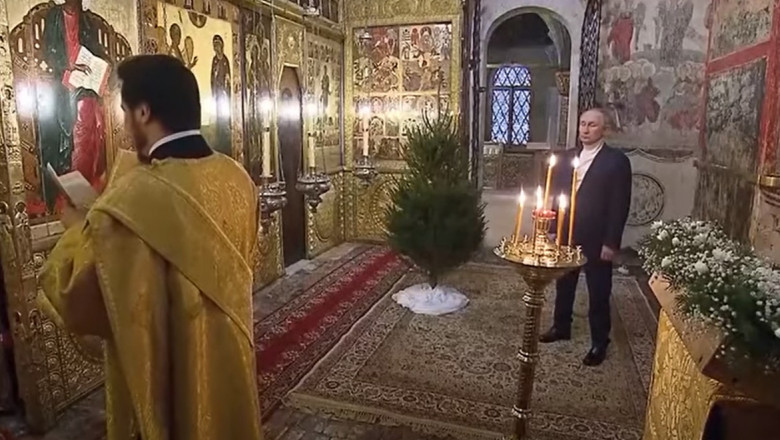 Vladimir Putin, singur la slujba de Crăciun pe rit vechi – VIDEO