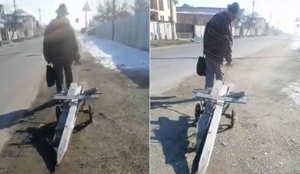 Un bătrân din județul Olt, surprins când fură crucile dintr-un cimitir pentru a face focul acasă – VIDEO