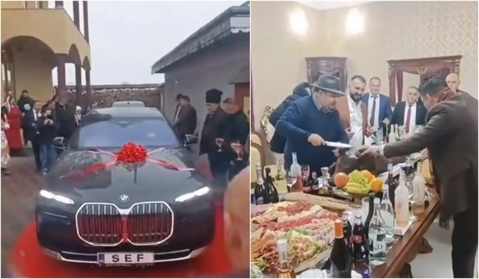 La Neamț, achiziţia unui BMW cu „ŞEF” la număr este sărbătorită cu covor roşu, manele şi mese întinse – VIDEO