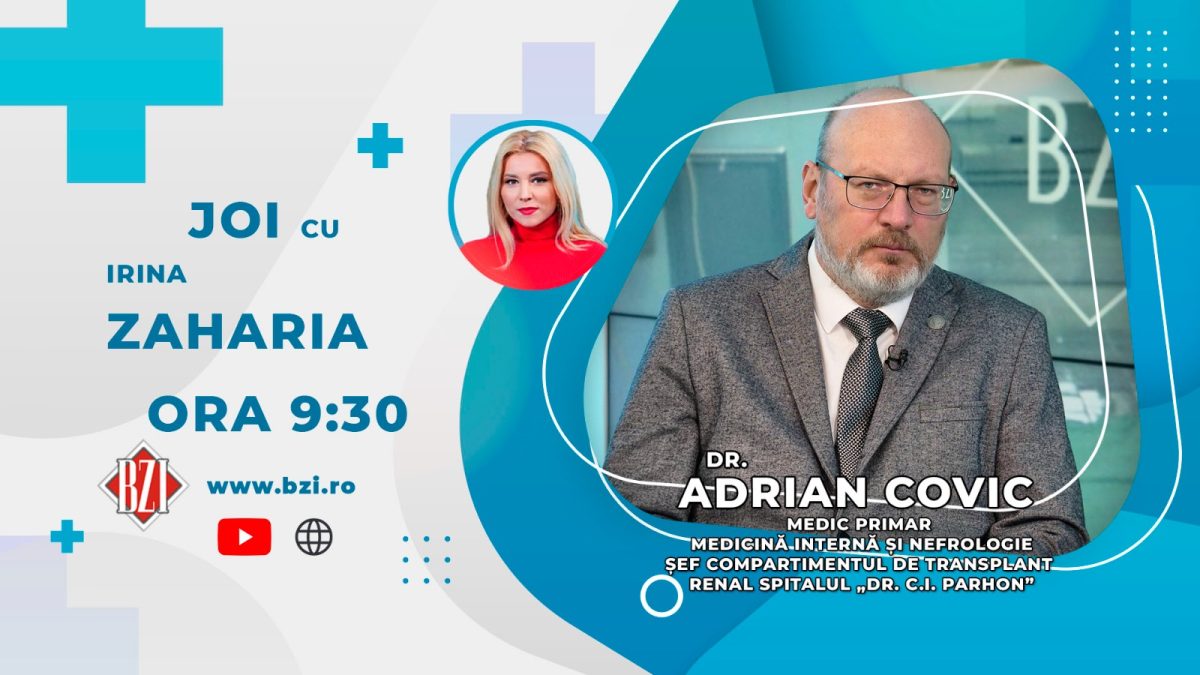 Prof. dr. Adrian Covic, medic primar medicină internă și nefrolog, șeful compartimentului de Transplant Renal al Spitalului ” Dr. C.I. Parhon” discută în emisiunea BZI LIVE despre cum afectează viața femeilor, infecțiile urinare