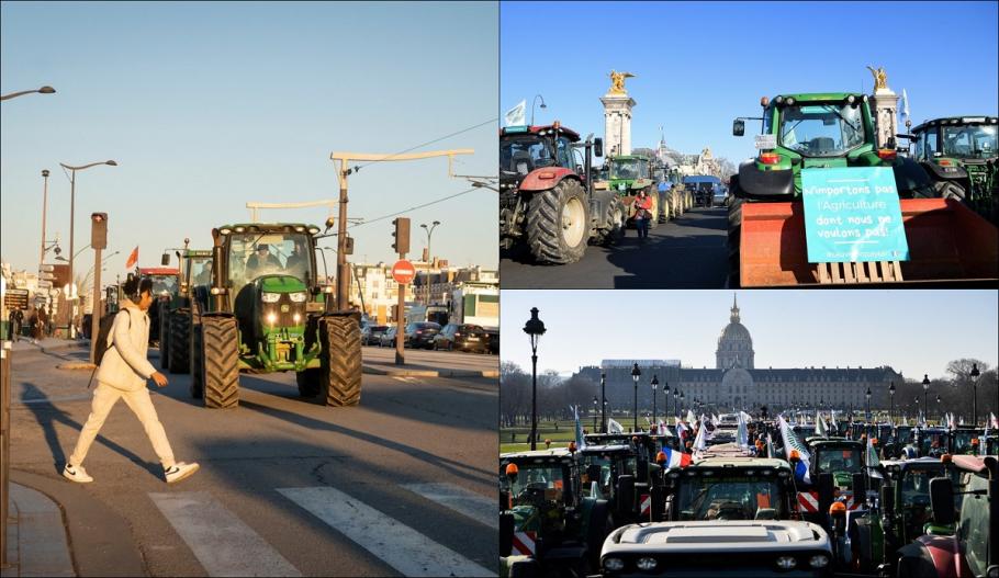 Parisul e blocat de peste 500 de tractoare care protestează – VIDEO