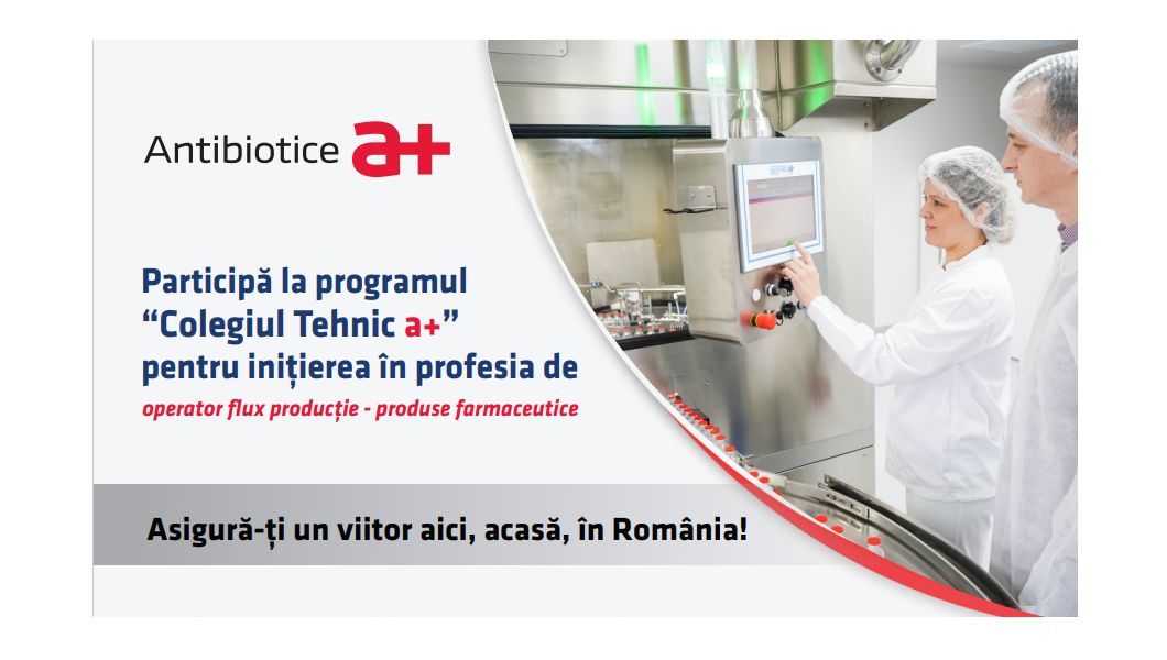 30 de locuri disponibile pentru inițierea în profesia de operator flux producție la Antibiotice