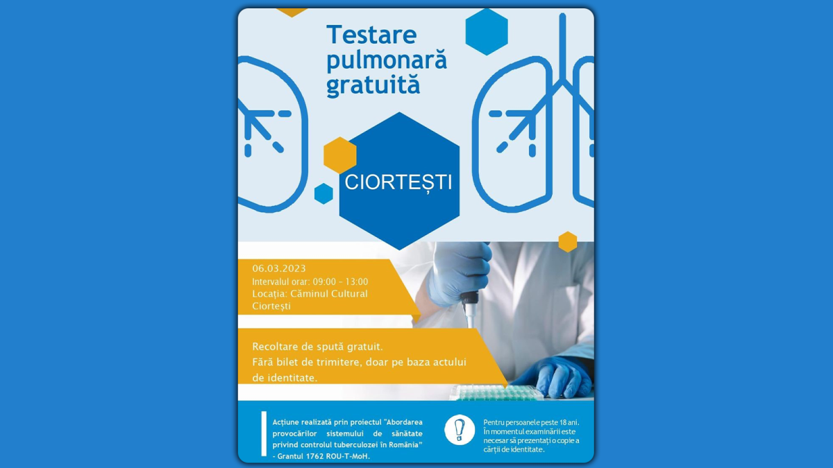Locuitorii comunei Ciortești vor beneficia de testări pulmonare gratuite