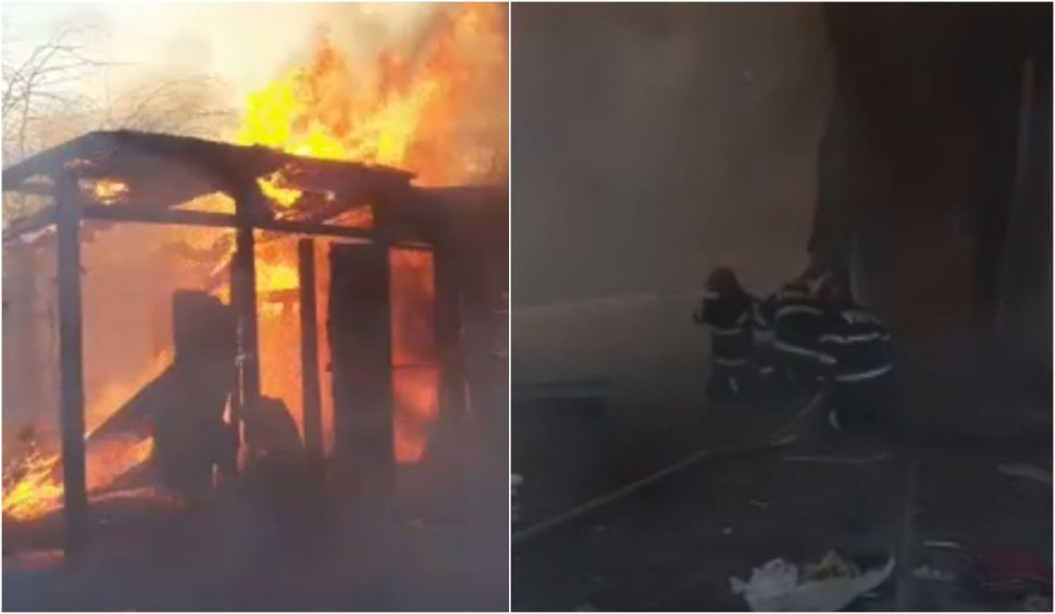 Incendiu de vegetație de proporții în Bârlad. Flăcările s-au extins la mai multe magazii din apropierea unor locuințe sociale. Zeci de persoane s-au autoevacuat