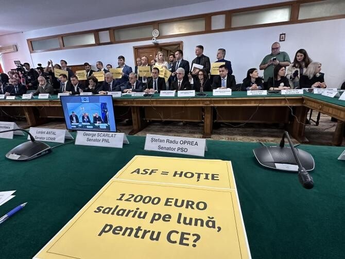 Parlamentarii AUR au protestat luni, în Senatul României, împotriva conducerii ASF – FOTO, VIDEO