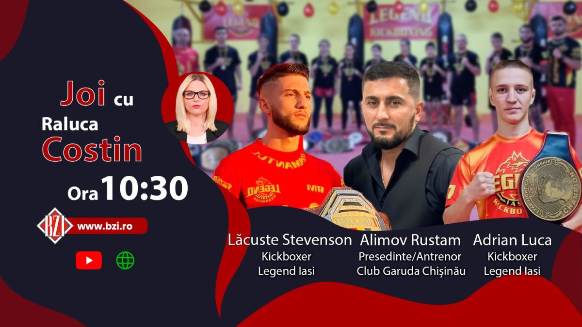 Antrenorul Alimov Rustam și kickboxerii Adrian Luca și Stevenson Lăcuste, discută la BZI LIVE despre competiţia sportivă de kickboxing – K1, organizată la Iași