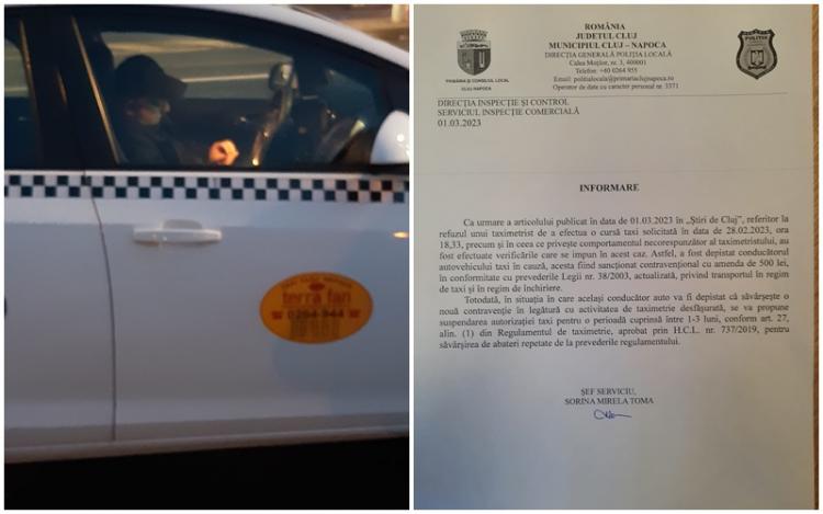 Poliția din Cluj a amendat un taximetrist care a refuzat o clientă pentru că era unguroaică