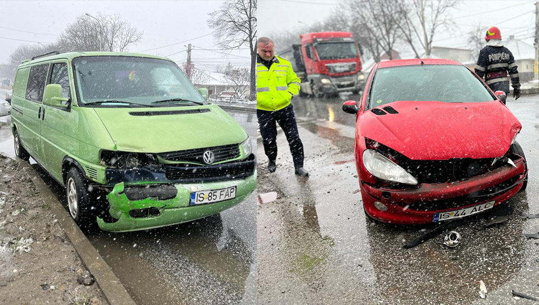 Accident rutier în Paşcani. Un microbuz şi un autoturism s-au izbit – FOTO