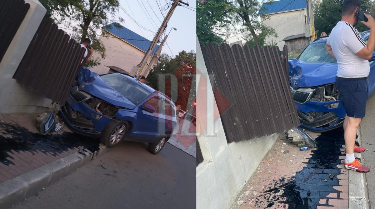 Accident rutier pe Calea Galata din Iași. Un autoturism a intrat într-un gard – EXCLUSIV, FOTO