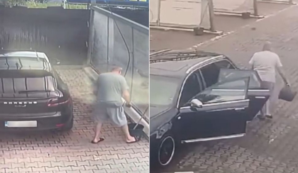Şoferul cu Porsche din Braşov, care a furat un mop şi o găleată, le-a adus înapoi. După ce s-a făcut de râs, a venit cu un Audi