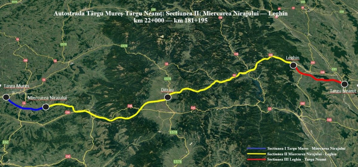 Licitație privind construcția secțiunii II a Autostrăzii Târgu Mureș – Târgu Neamț, proiect de 31 miliarde lei