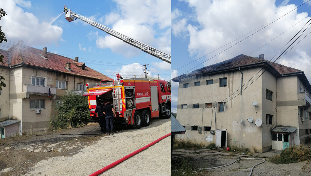 Incendiu puternic la un bloc din Holboca. Șapte echipaje de intervenție au intervenit – FOTO