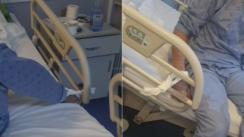 Pacient legat de pat cu noduri strâns făcute din bandaje. Ancheta este în desfășurare la Spitalul din Călăraș
