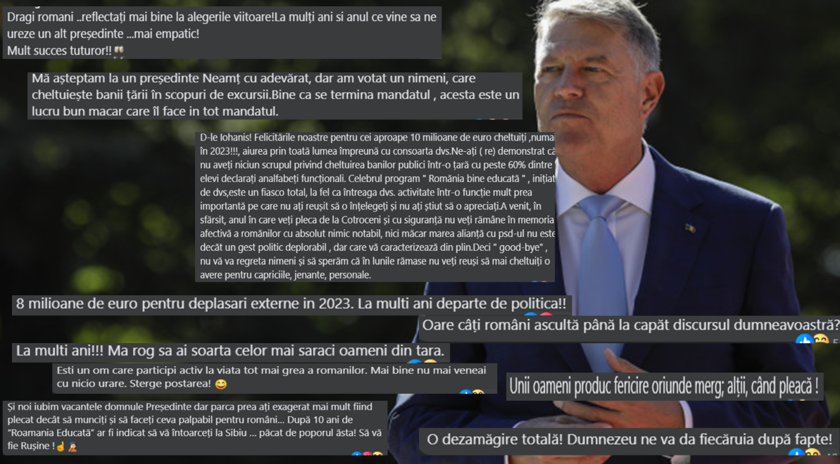 Deplasările lui Iohannis nu au fost trecute cu vederea de români. Sute de oameni i-au lăsat comentarii ironice: „Un lucru bun o să se întâmple în 2024: se termină mandatul!”