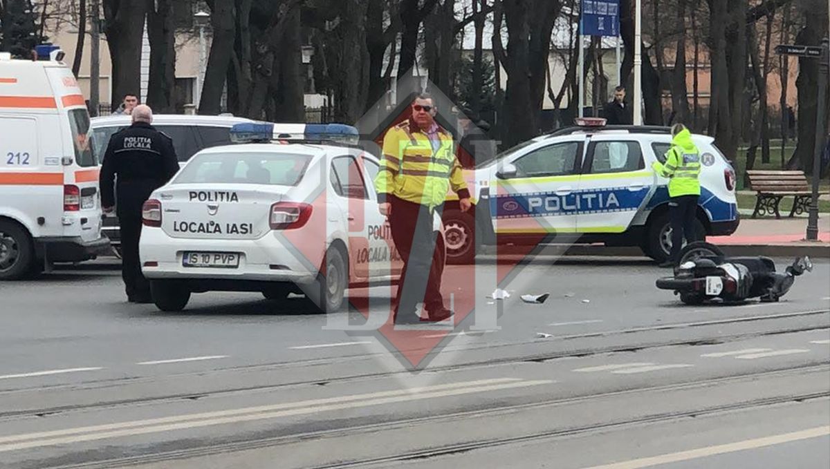 Accident rutier în Copou. Un scuter și un autoturism au intrat în coliziune – UPDATE
