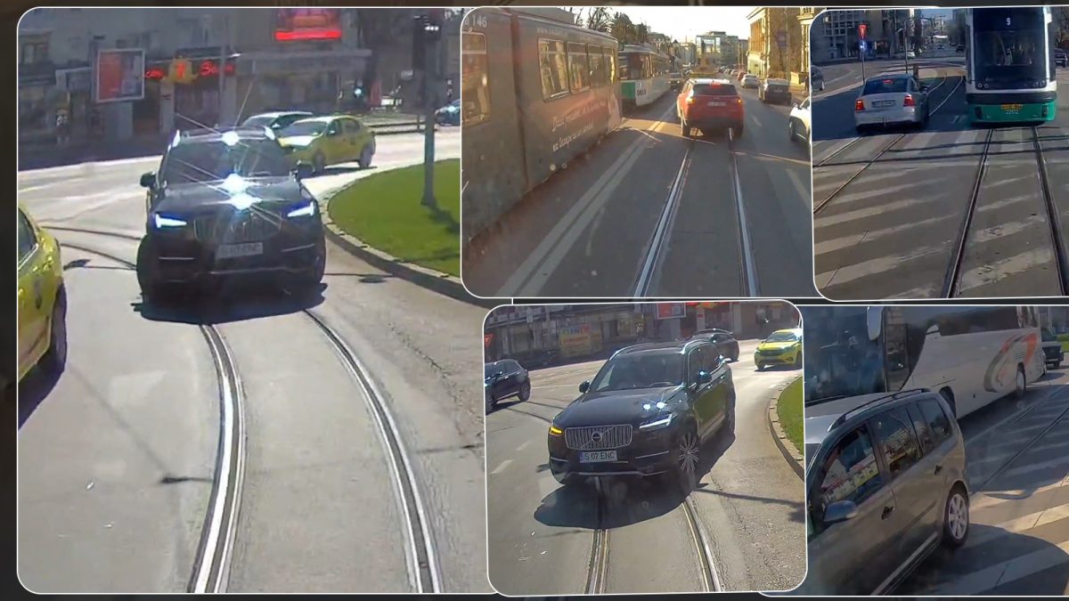 Tupeu incredibil pentru unii șoferi din Iași! Tramvaiele rămân blocate aproape în fiecare intersecție din oraș. Vatman: „Trebuie să mă dau jos, să le explic legislația și ei mă iau la mișto” – FOTO/VIDEO