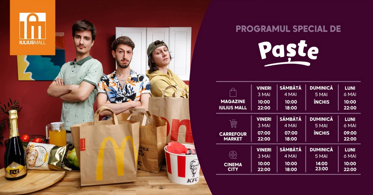 Deschis în prima zi de Paşte: Cinema City din Iulius Mall, restaurantele şi cafenele din Palas